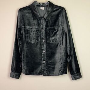 Cabi Women's Tuesday Topper Velvet Shirt Jacket Charcoal Gray Size Medium